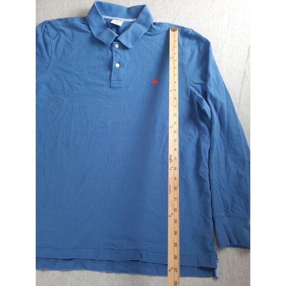 Brooks Brothers 1818 Men 2XL Slim Fit Knit Polo Long Sleeve Blue Embroider Logo - Picture 2 of 9